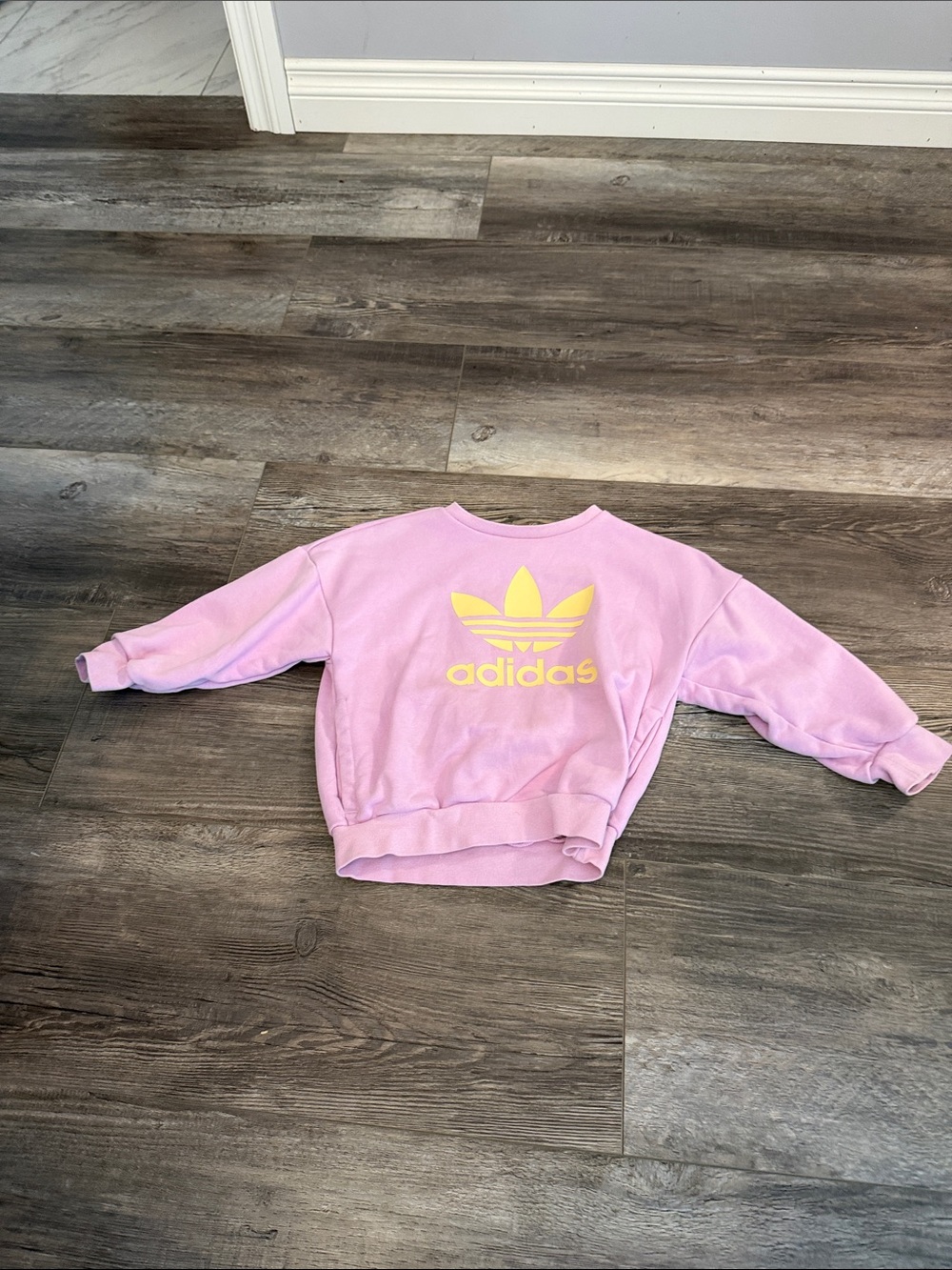 adidas Pink Pullover Sweatshirt with Yellow Trefoil